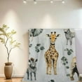 thumbnail image 2 of GWJING African Safari Jungle Animal Mink Blanket Dotted Backing Boy Girl, Blue Elephant Giraffe Zebra Double Layer Flannel Nursery Bed Blankets, Soft Plush Crib Bedding 60x80in, 2 of 8