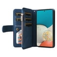 thumbnail image 2 of Zipper Wallet Case for Samsung Galaxy A53 5G Large Capacity Card Slots Holder Magnetic Clasp Cover, Luxury PU Leather Anti-Shock Flip Folio Case with Kickstand Wrist Strap Handbag Protective Case,Blue, 2 of 7