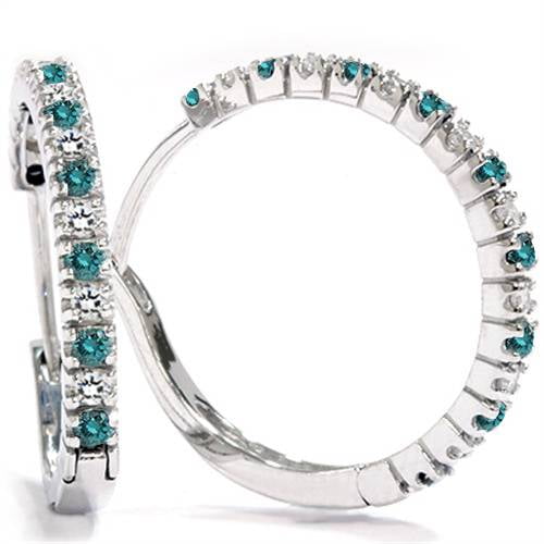 Pompeii 1/2ct Blue & White Diamond Hoops 10K White Gold (G/H,I2)