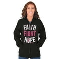 thumbnail image 3 of Faith Fight Hope Breast Cancer Aware Womens Plus Size Graphic Zipper Hoodie Brisco Brands 2X, 3 of 5