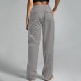 thumbnail image 4 of BLVB Womens Cotton Linen Solid Color Wide Leg Pants Elastic Waist Drawstring Baggy Comfy Trousers for Casual Work, 4 of 5