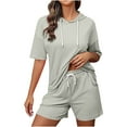 thumbnail image 2 of AOOCHASLIY Women Fashion Shorts Two-piece Color Short Sleeve Casual Suit, 2 of 5