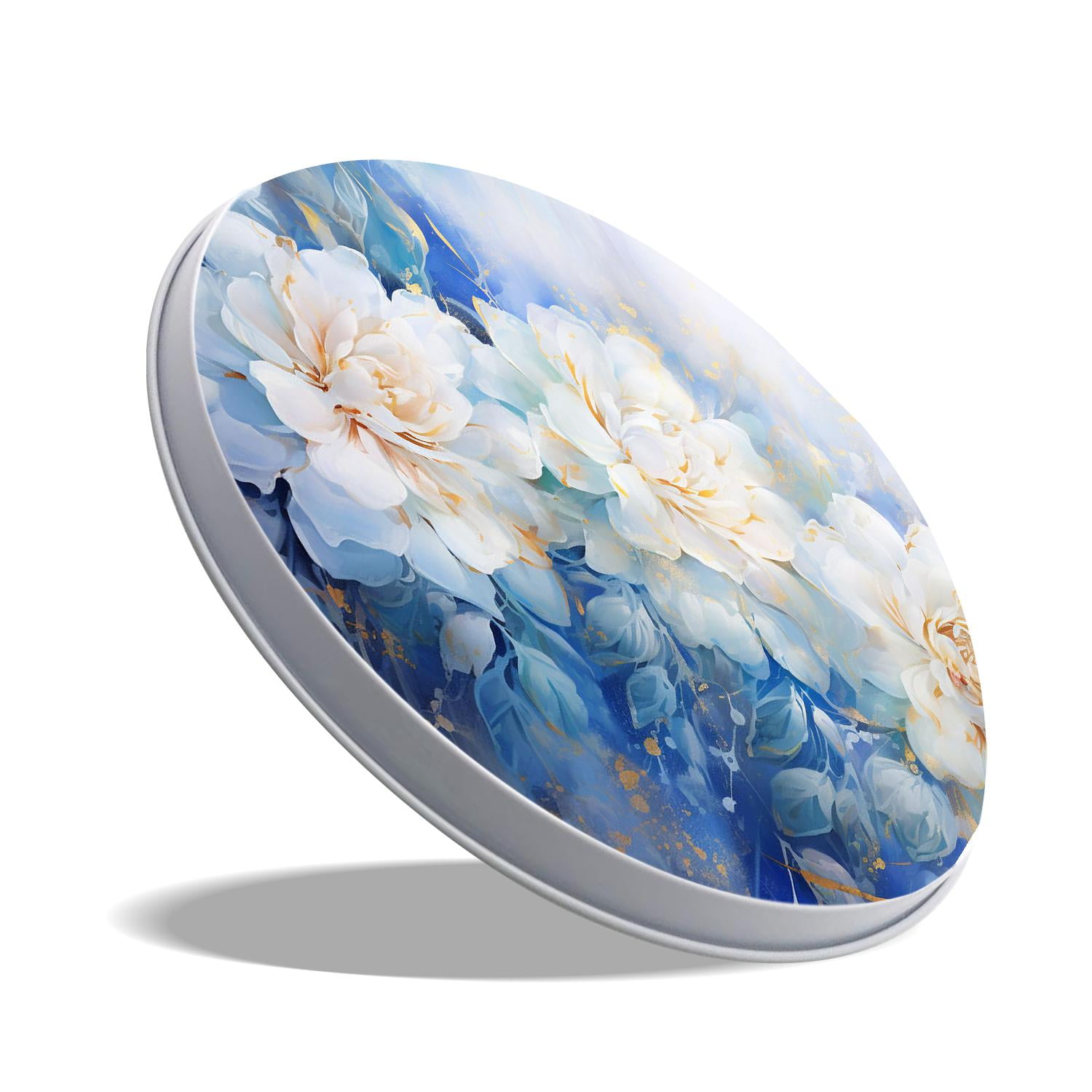 Decorative Stove Burner Covers 4 Pcs Metal Round Stove Burner Covers 8Inch And 10Inch for Home Decor Cooktop Decorative ,Blue Flowers in A Bouquet floral style