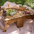 thumbnail image 5 of Basdi Picnic Basket, 2-In-1 Folding Picnic Basket - Portable Snack Table with Wine Holder | Compact, Lightweight, Perfect for Family Outings and Beach Trips, Wine Holder, Brown, 5 of 9