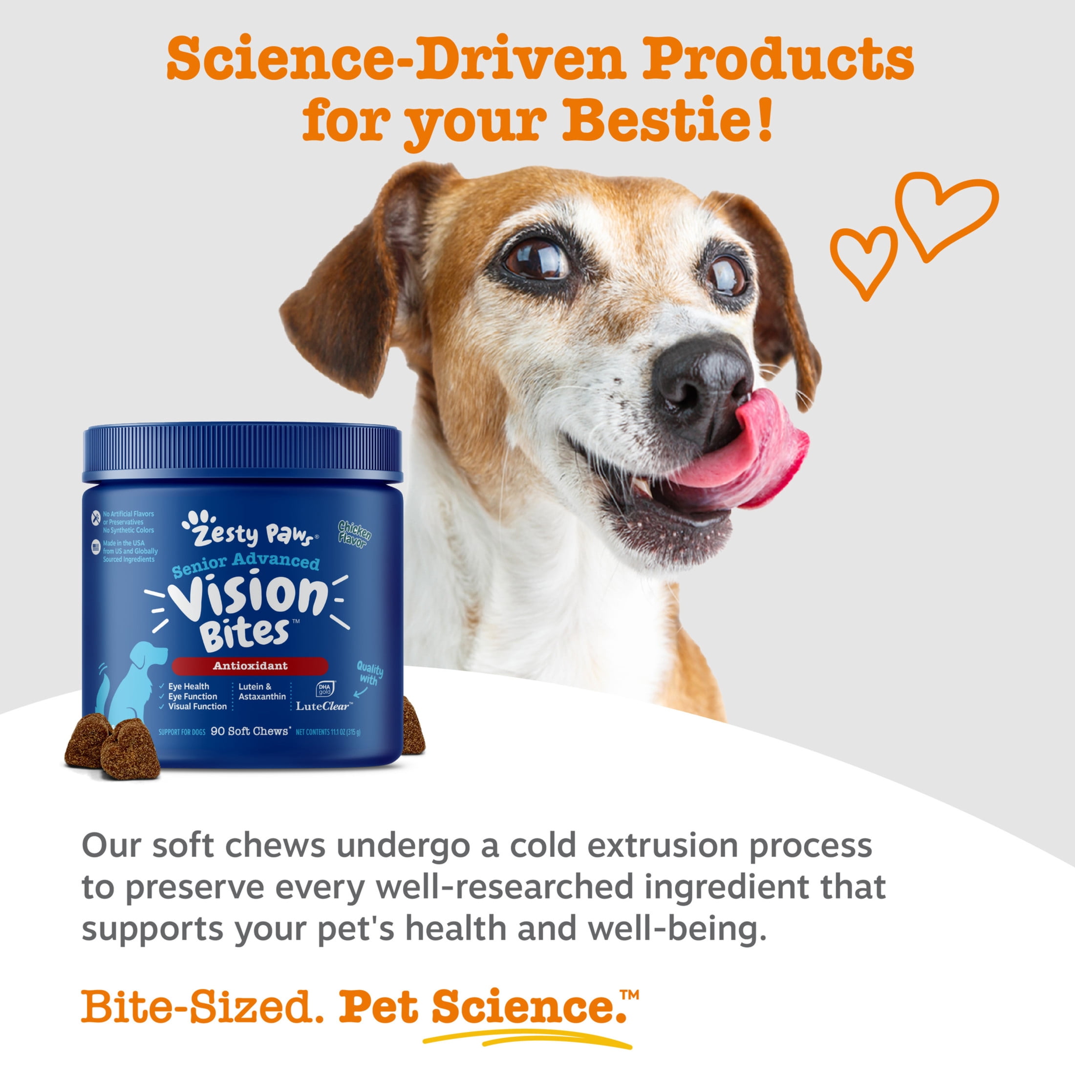 Zesty Paws Senior Advanced Vision Bites Chicken Flavor Dog Supplement, 90 Count
