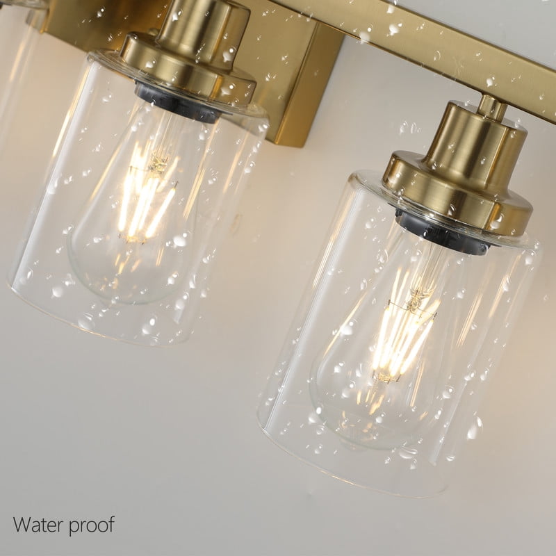 37" Gold 6-Light Bathroom Vanity Light Fixture, Modern Wall Sconce with Clear Glass Shades, Bathroom Light Fixtures Over Mirror for Vanity, Dressing Table, Hallway (Bulbs Not Included)
