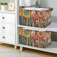 thumbnail image 2 of Yayeee Foldable Storage Basket for Shelves with Handles Set of 2 Waterproof Cloth Bins, Red Colorful Flowers with Dots, 2 of 7