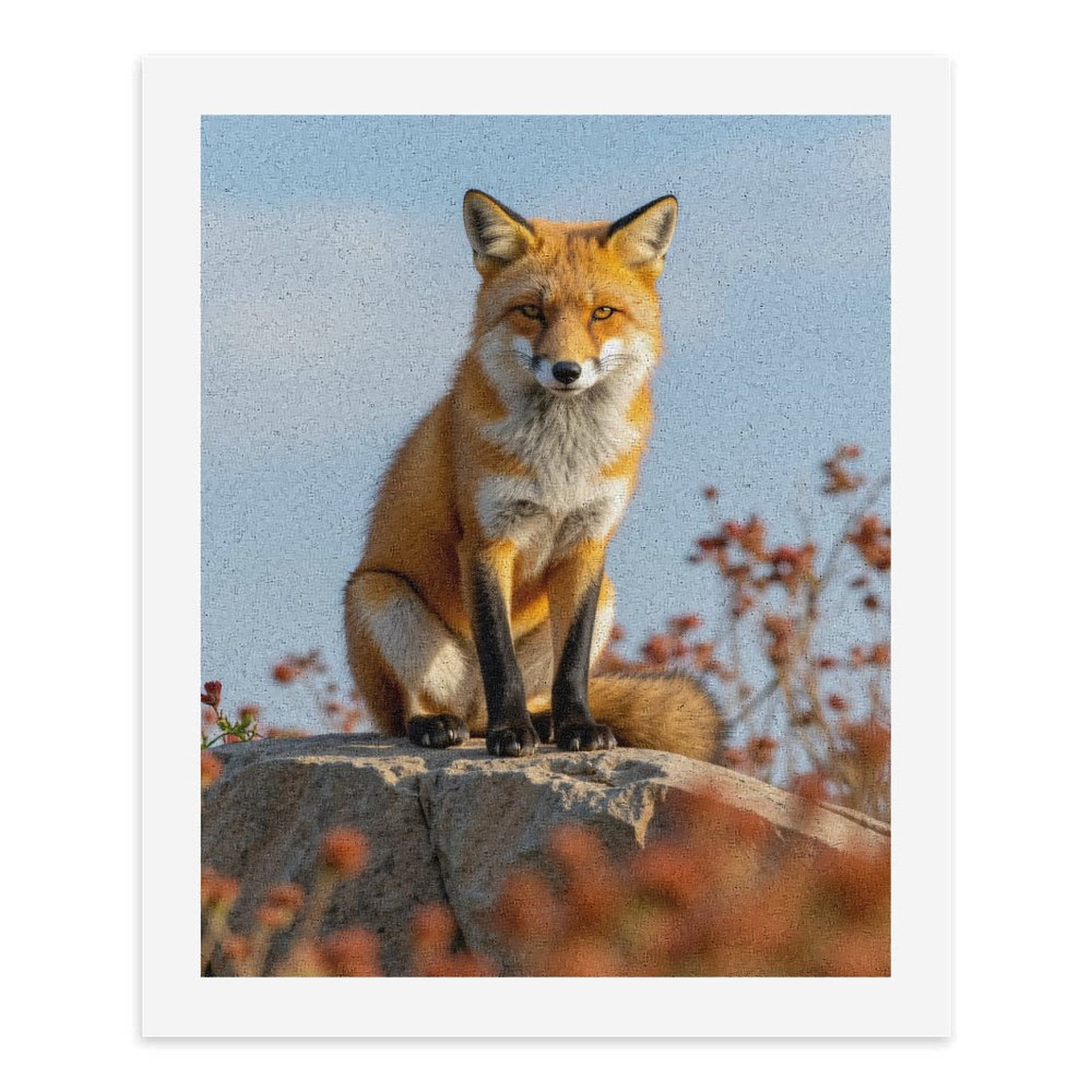 Paint By Numbers Kit for Adults Beginner - DIY Red Fox Sitting On Rock Canvas Painting Kits for Adults, Frameless Paint By Number for Adults for Home Wall Decor 16x20 Inch