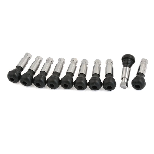 10Pcs Tr414 Sin Cámara Coche Neumático Llanta Rueda Valvula Vastago Polvo Casquillo Tono Plateado Negro