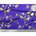 thumbnail image 1 of Soimoi Blue Georgette Viscose Fabric Floral & Paradise Whydah Bird Print Fabric by Yard 44 Inch Wide, 1 of 3