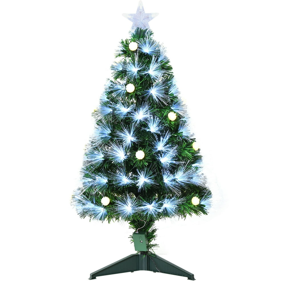 3 Ft Tall Artificial Tree White Fiber Optic LED PreLit Holiday