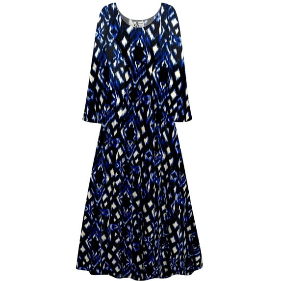 Plus size 8x Petite Women Dress Black Diamond Print Long Sleeve Princess Cut