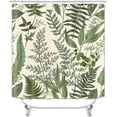 thumbnail image 2 of 4PCS Tropical Gold Green Palm Leaves Shower Curtain Sets with Rugs, Hummingbird Shower Curtain, Waterproof Fabric White Shower Curtain, Plant Botanical Monstera Leaf Hawaiian Bathroom Decor, 2 of 7