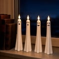 thumbnail image 5 of 2026 4PCS Halloween Ghost LED Taper Candles, Light Sensor Auto On/Off Ghost Flameless Candlesticks, 24cm Decorative Battery Operated Candles for Table Mantel Party Home Decor, 5 of 8
