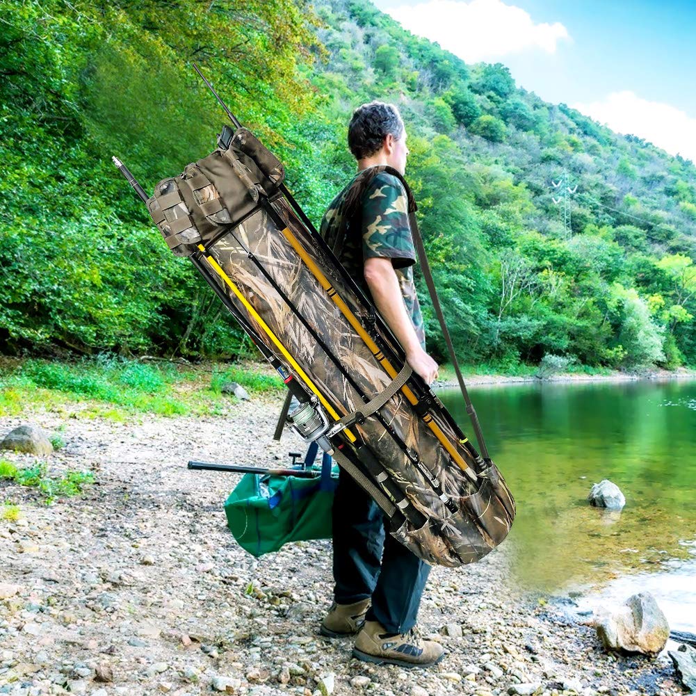 Fishing Rod Organizer Bag (Portable) Shoulder Carry Home and Travel Storage | Professional Reel, Tackle, and Equipment Organization | Heavy-Duty, Water-Resistant