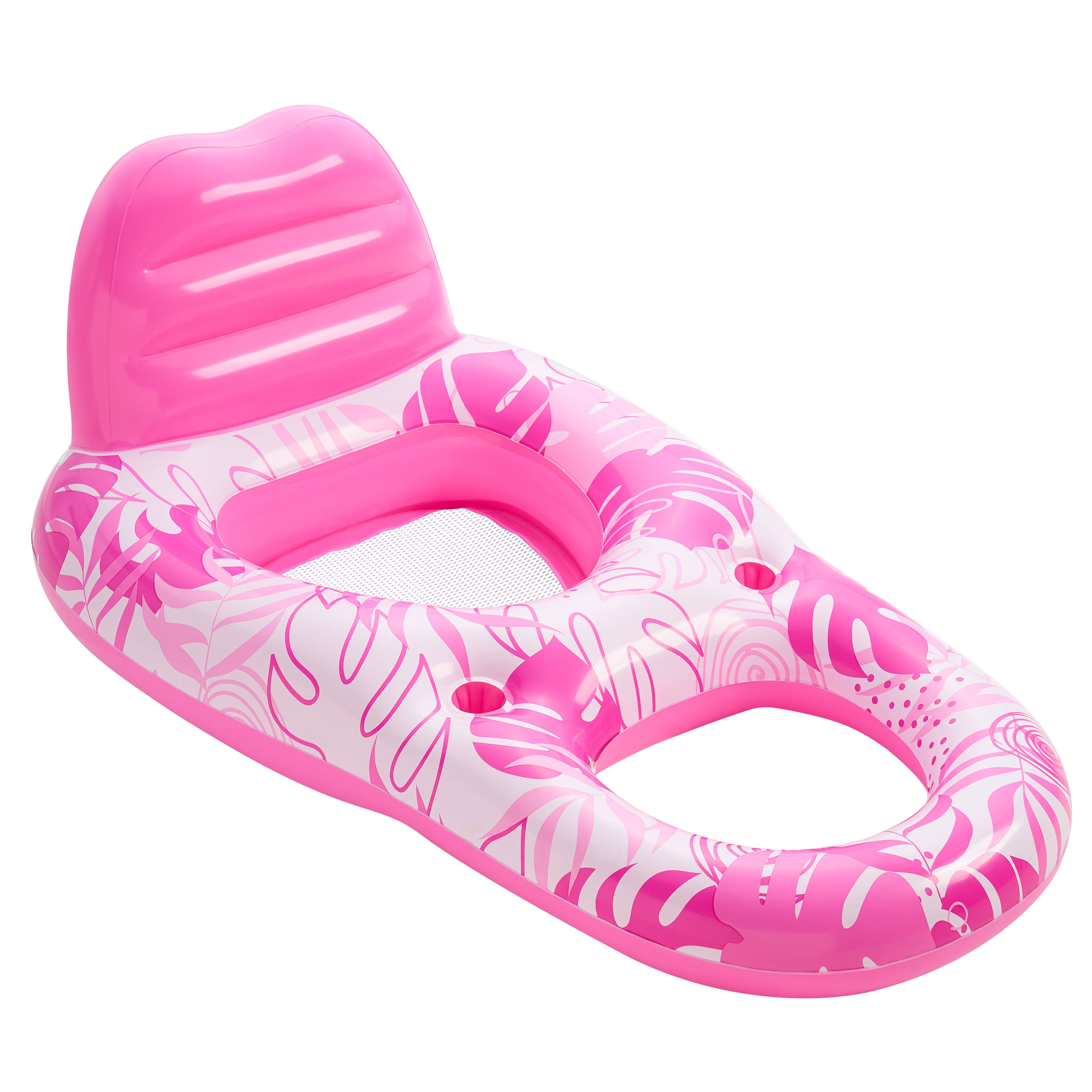 Joyfy Pool Lounge Float for Adult, Inflatable Pool Floats Lounger Raft Floaties with Cup Holders Foot Rest Swimming Floaty