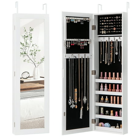 Topbuy Door Hanging Jewelry Cabinet Armoire Organizer White