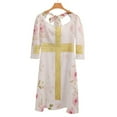 thumbnail image 6 of Gold Cross on Pink Floral Pattern-2 Womens Summer Dress Tie Back A Line Flare Dress, 6 of 9