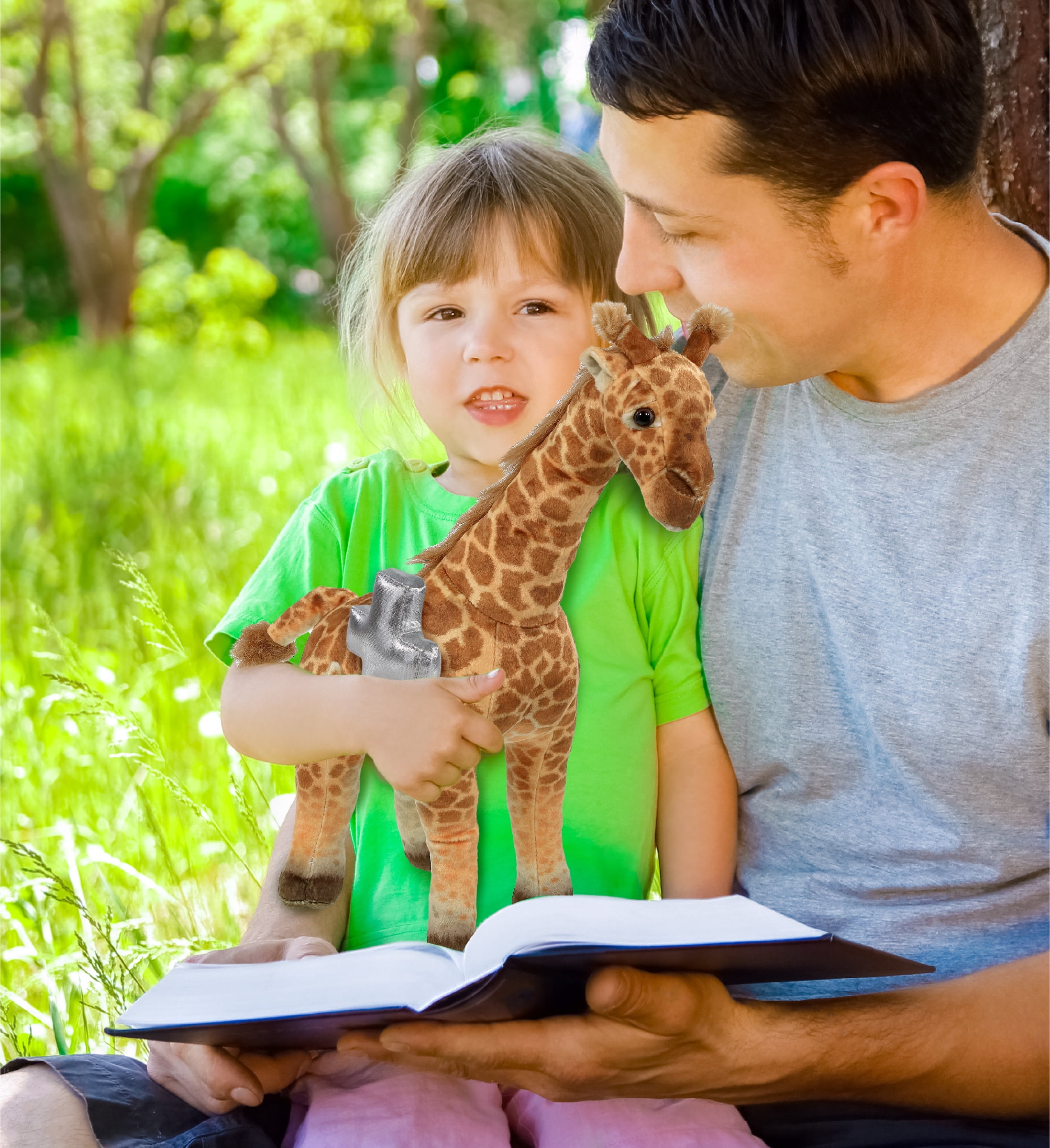 DolliBu Wild Collection Giraffe Stuffed Animal with Silver Cross Plush - Baptism Gifts for Boys and Girls, Dedication Christening Gifts Plush Prayer Toy Healing Stuffed Animal - 15 Inches