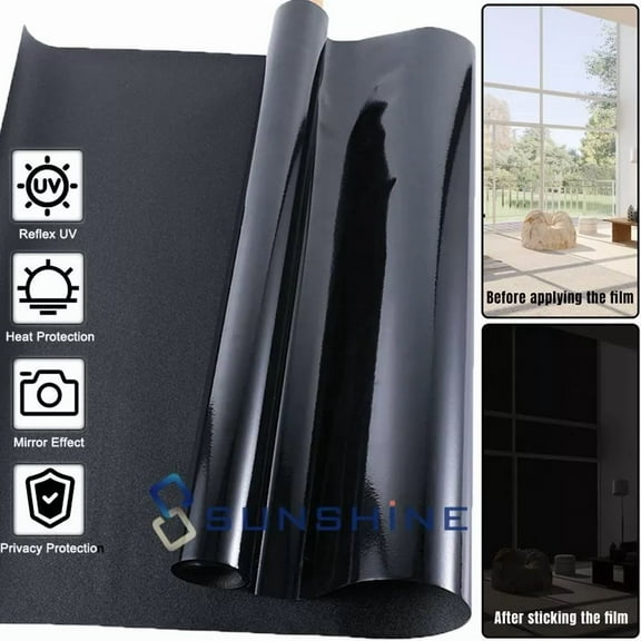 Zyler - One Way Mirror Tint Window Film Privacy Protect Uv Reflective Sun Block Home Car