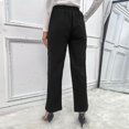 thumbnail image 2 of Pantalones de mujer Pantalones de mujer con corte de bota recortados estilo viajero negro de color sólido para mujer-AM, 2 of 5