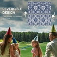 thumbnail image 6 of Outsunny Outdoor Rug & Bag, 9' x 18' Plastic Rug, Blue & White Floral, 6 of 9