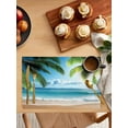 thumbnail image 2 of Summer Beach Blue Ocean Placemats Set of 4,Wipeable Washable Table Mats for Dining Tables,Coconut Tree Place Mats for Kitchen Event Party Tabletop Decor, 2 of 7