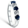 thumbnail image 3 of Pompeii 1 Ct Blue Sapphire Diamond Five Stone Wedding Anniversary Ring 14K White Gold, 3 of 4