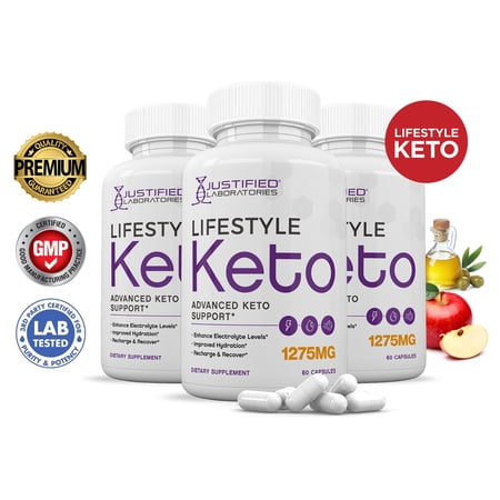 (3 Pack) Lifestyle Keto ACV Pills 1275mg Alternative to Gummies Dietary Supplement 180 Capsules
