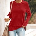 thumbnail image 2 of Pxiakgy t shirts for women womens t shirts Womens Casual Crewneck Sweatshirt Short Long Sleeve Shirt Soft Loose Tops Red + M, 2 of 4