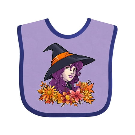

Inktastic Witch with Autumn Flowers and Leaves Gift Baby Boy or Baby Girl Bib