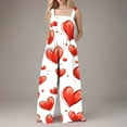 thumbnail image 2 of Cavosen Rompers for Women Valentines Oversized Linen Jumpsuits Button Long Overalls with Pocket Heart Summer Cute Rompers, 2 of 6