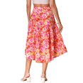 thumbnail image 3 of Faldas Midi Florales INSPIRE CHIC para Mujeres, Falda con Dobladillo Irregular y Cintura Elástica, L Rosa, 3 of 6