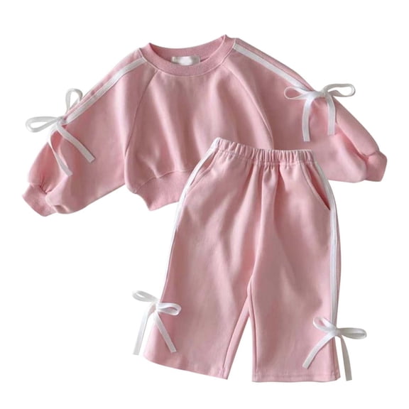 Hiijoy Toddler Girls Outfits Long Sleeve Bowknot Sweatshirt Pants 2Pcs Set, Sizes 2-3T