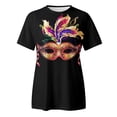thumbnail image 4 of TSADFHJI Hauts de Noël pour Femmes 2X Printemps Été Imprimé Manches Courtes Col Rond T-Shirt Haut S Jaune, 4 of 5