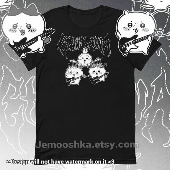 Metal Chiikawa Tee - 100% Cotton Heavy Metal Chiikawa Usagi Hachiware T Shirt