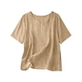 thumbnail image 4 of TAGOLD Womens Short Sleeve Round-Neck Blouses & Shirts Solid Color Round Neck Loose Half Sleeve Top, 4 of 4