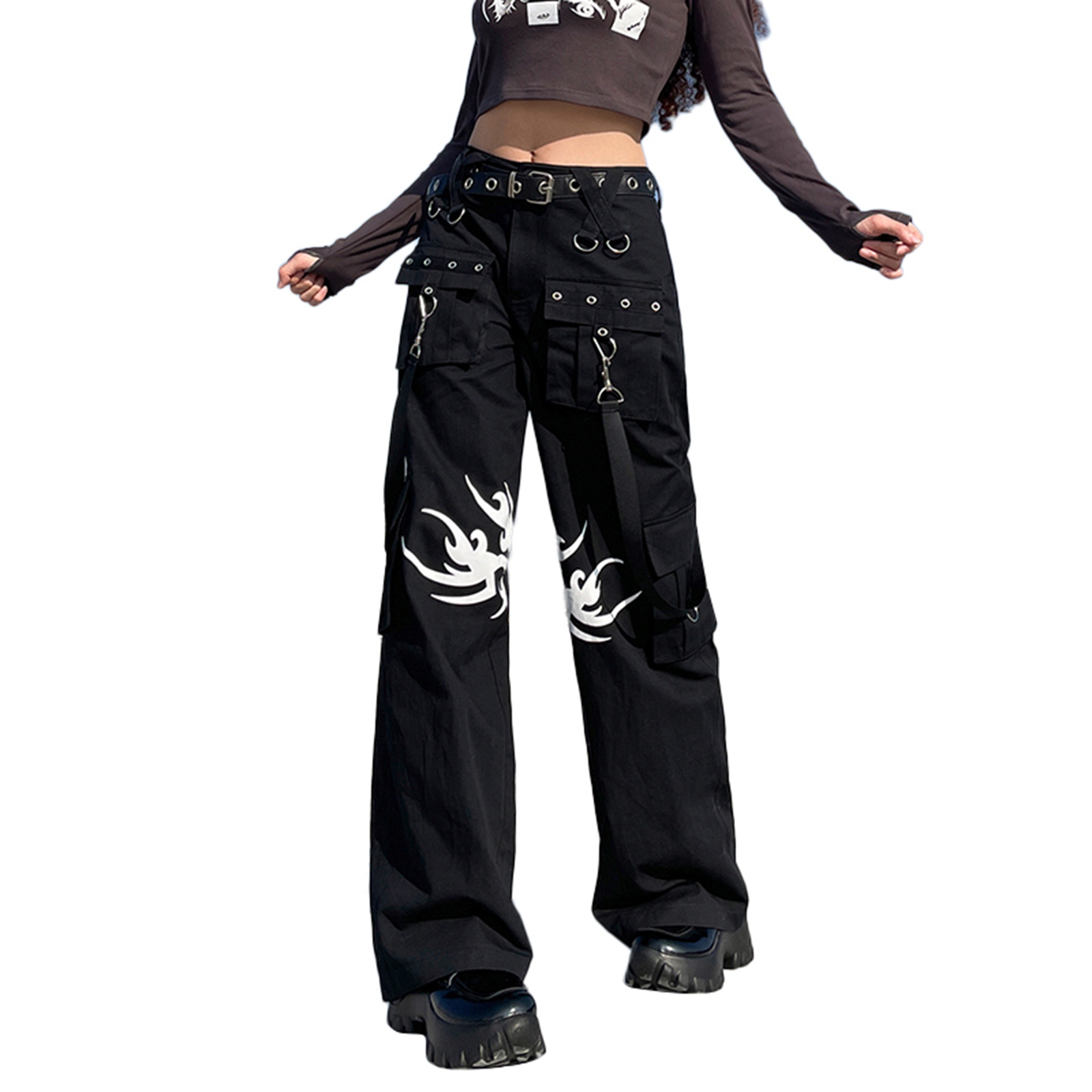 Women Y2K Baggy Jeans High Waist Wide Straight Leg Distressed Vintage