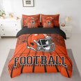 thumbnail image 2 of jejeloiu Football Sport City 7pcs Bedding Comforter Set,Orange Rugby Helmet Queen Bedding Sets For Boys Teens Reversible, 2 of 8