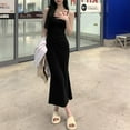 thumbnail image 3 of Bnwani Dresses for Women,Female Dresses,Sleeveless,Fish Tail,Cinched,Square Neckline,Black,L, 3 of 5