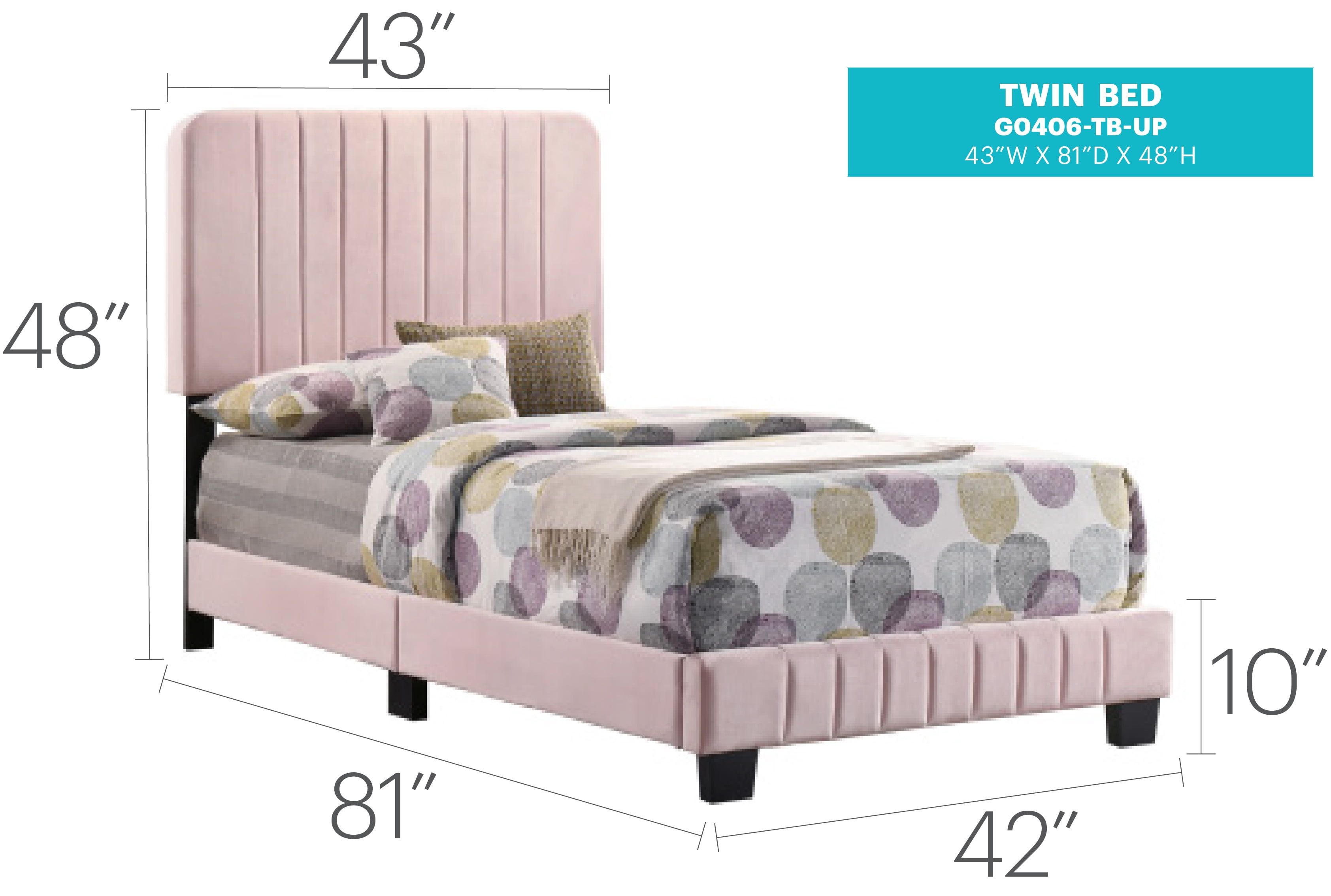 Glory Furniture Lodi Twin Bed in Pink Color