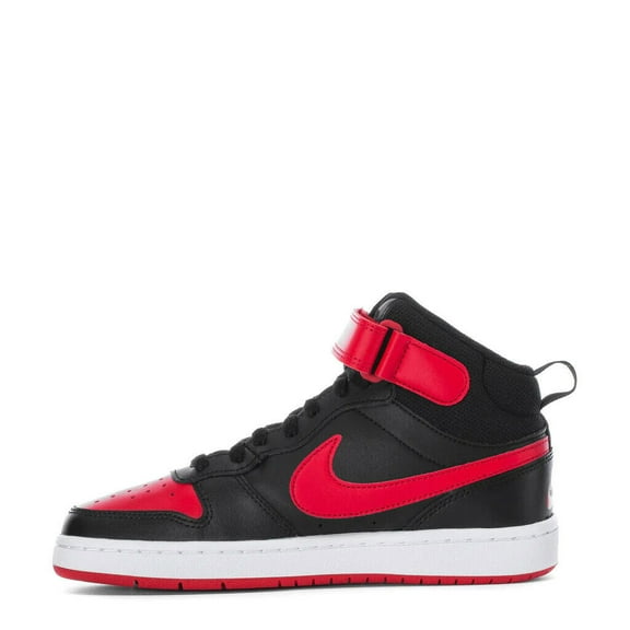 Nike Boy's Court Borough Mid 2 (Big Kid) Black/University Red/White 6.5 Big Kid M
