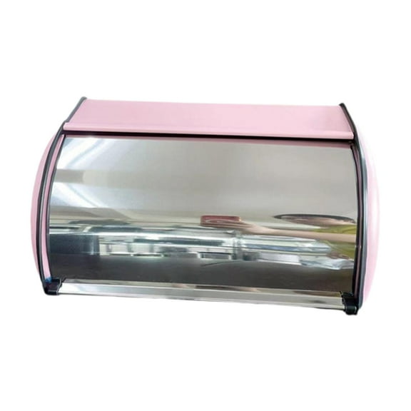 LOVIVER Bread Bin with Roll Lid Metal Bread Box Rustic Multipurpose for Kitchen Counter Bread Keeper for Goods Coffee Shop Red