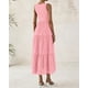 thumbnail image 4 of Vestido BTFBM para mujer con ojales de verano, midi, sin mangas, rosa, talla L, 4 of 9