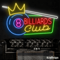 thumbnail image 2 of Craftnamesign Billiards Club Neon Sign, Billiards Wall Art, Billiards Sign, 2 of 4