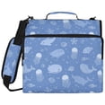 thumbnail image 2 of Zipper Binder with Shoulder Strap 2 inch 3 Ring Waterproof File Folder Organizer Bag 500 Sheet Cartoon Sea Creatures Pattern, 2 of 8