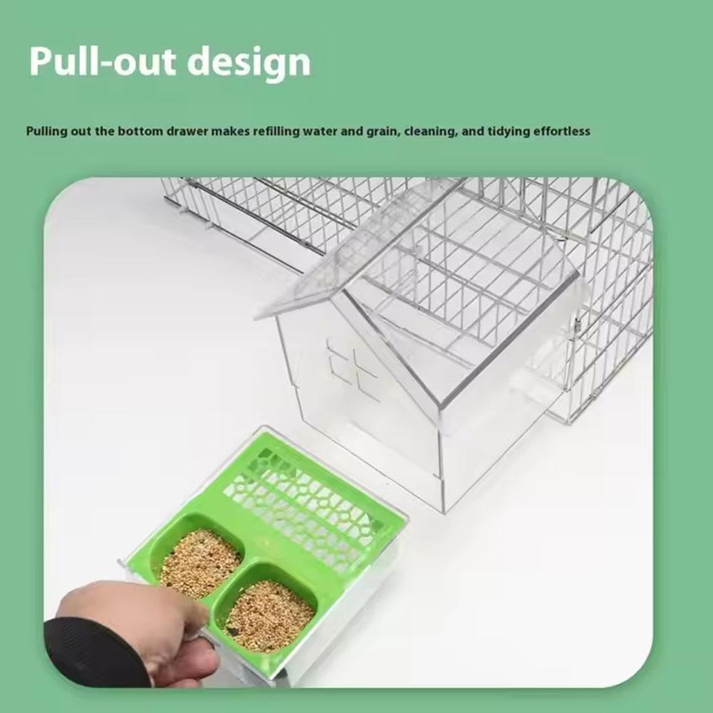 Pull-Out External Parrot Feeder - Dual-Chamber Mess-Free Bird Feeder for Window/Cage
