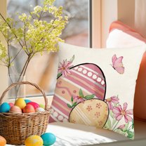 Easter Cushion Covers 18x18 Clearance Easter Pillow Cover 18X18 Inches Colored Eggs Spring Art Textured Linen Pillow Cover's For Home Sofa Couch Decoration
