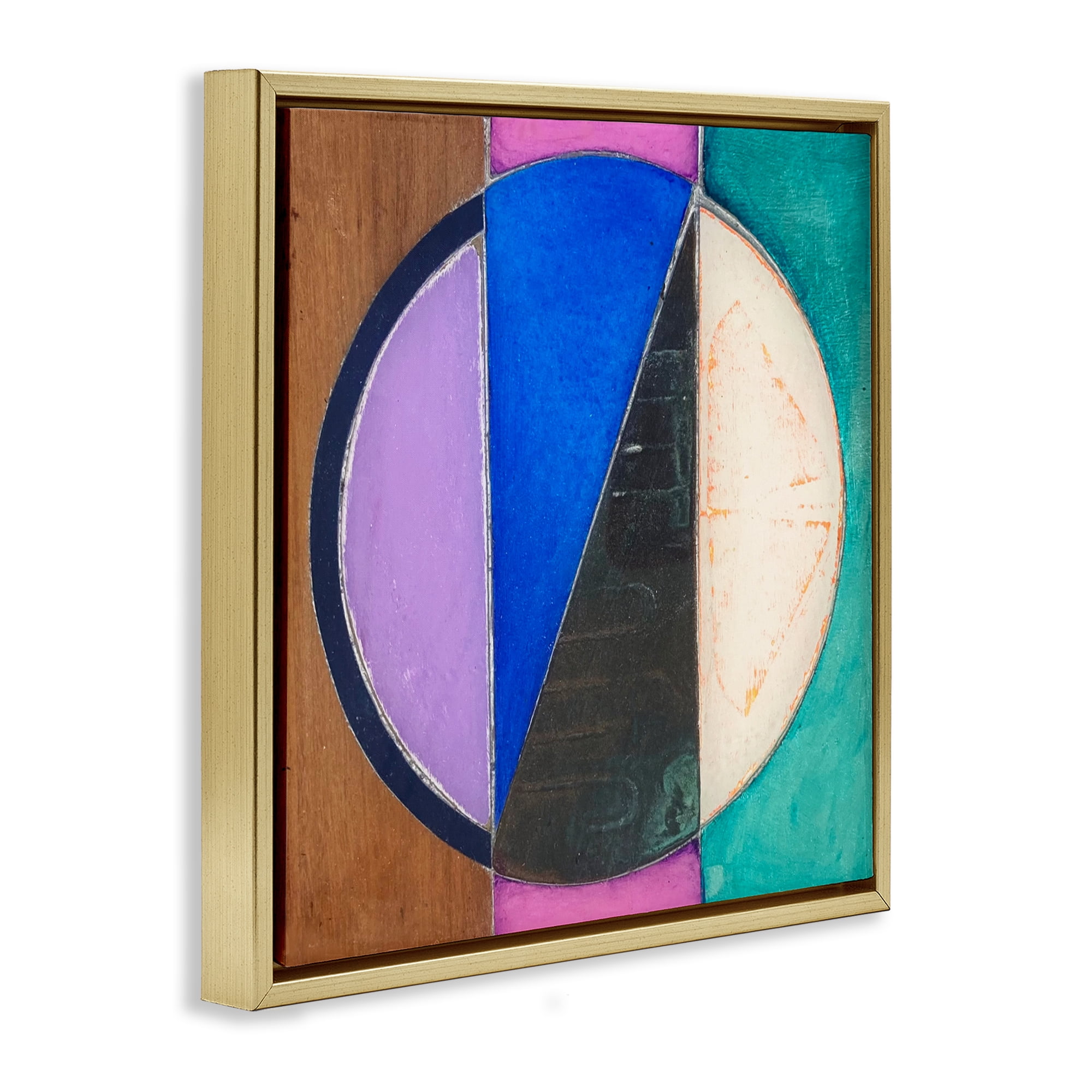 Stupell Industries Split Symmetry Circle Gold Framed Floater Canvas Wall Art, design by Matthew Finger