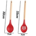 thumbnail image 2 of Non-Stick Silicone Kitchen Utensils Set with Natural Acacia Hard Wood Handle, 2 Piece, BPA Free, 2 of 5